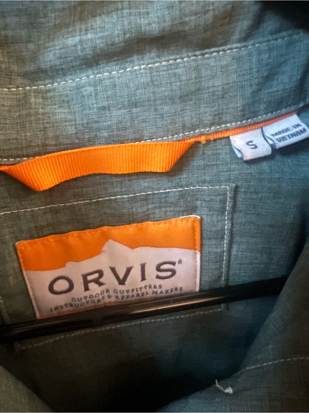 Women’s Orvis Green Shirt with Orange Trim - Picture 2 of 2